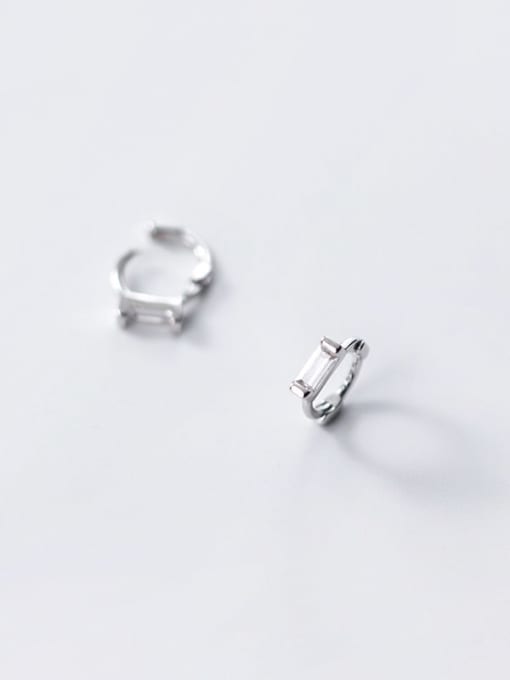 Rosh 925 Sterling Silver Cubic Zirconia Geometric Minimalist Huggie Earring 4