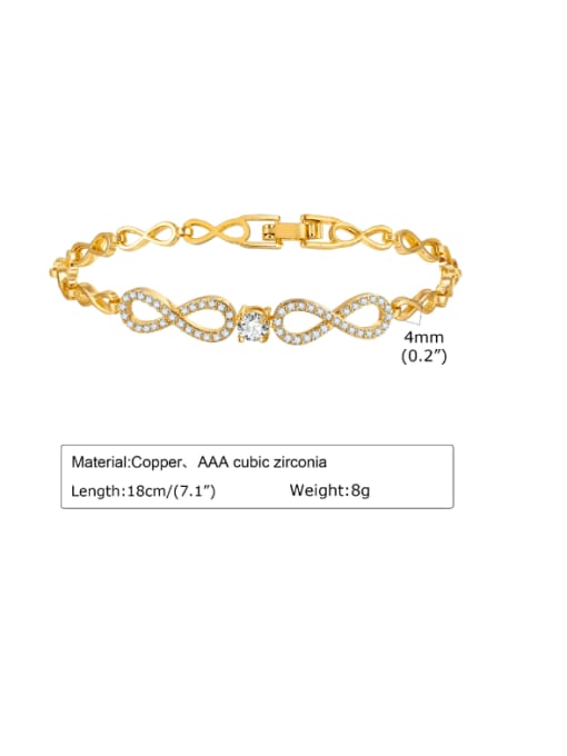 PBR088 Brass Rhinestone Geometric Minimalist Link Bracelet