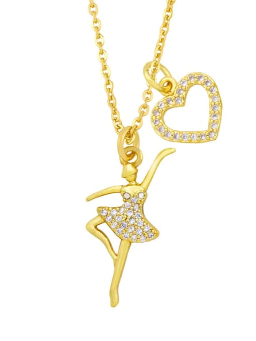 A Brass Cubic Zirconia Heart Hip Hop Necklace