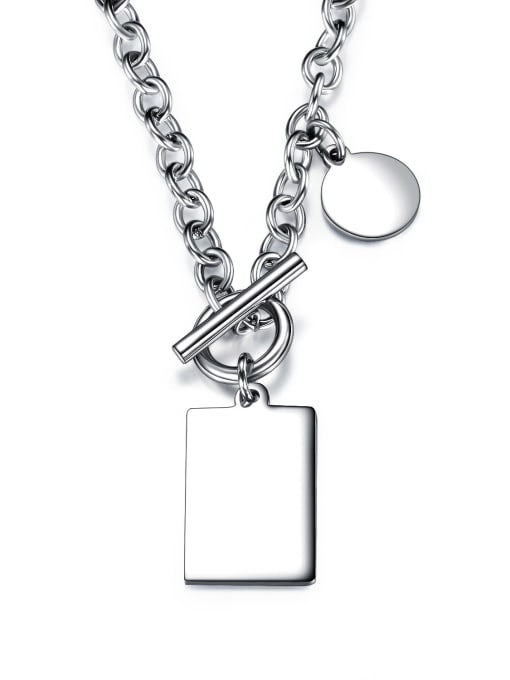 1594 Necklace Titanium  smooth Geometric Vintage pendant Necklace