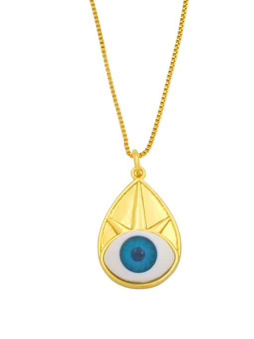 D Brass Cubic Zirconia Evil Eye Vintage Necklace