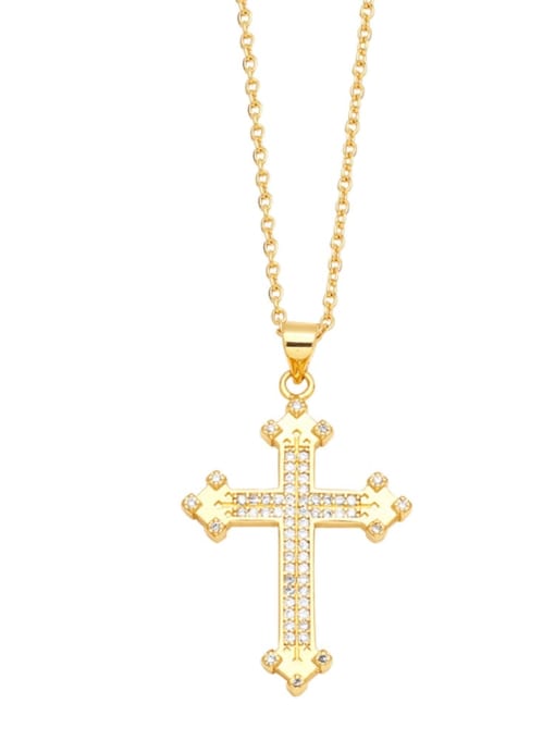 CC Brass Cubic Zirconia Cross Trend Necklace 2