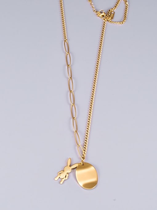 A TEEM Titanium Geometric Vintage Rabbit Pendant Long Strand Necklace 2
