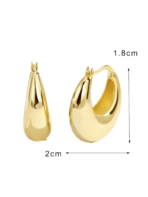 CHARME Brass Smooth Geometric Minimalist Huggie Earring 2