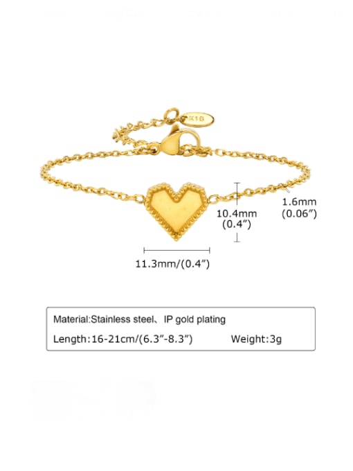 CONG Stainless steel Heart Minimalist Link Bracelet 3