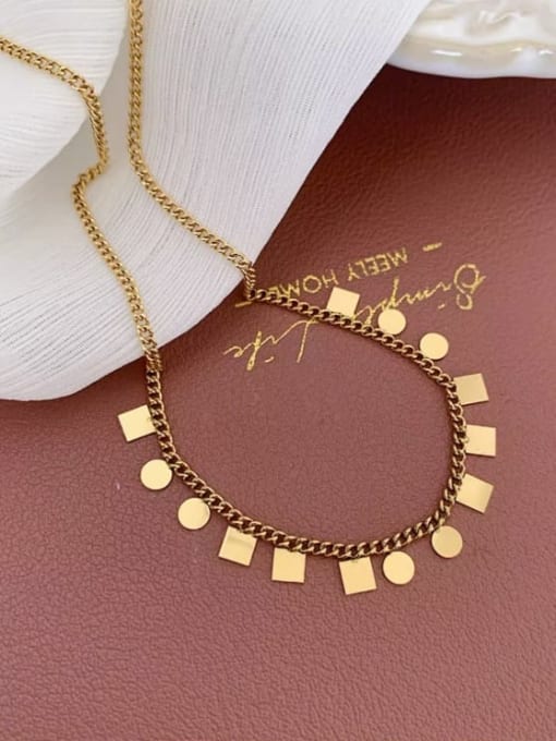 18K gold Titanium Steel Geometric Minimalist Necklace