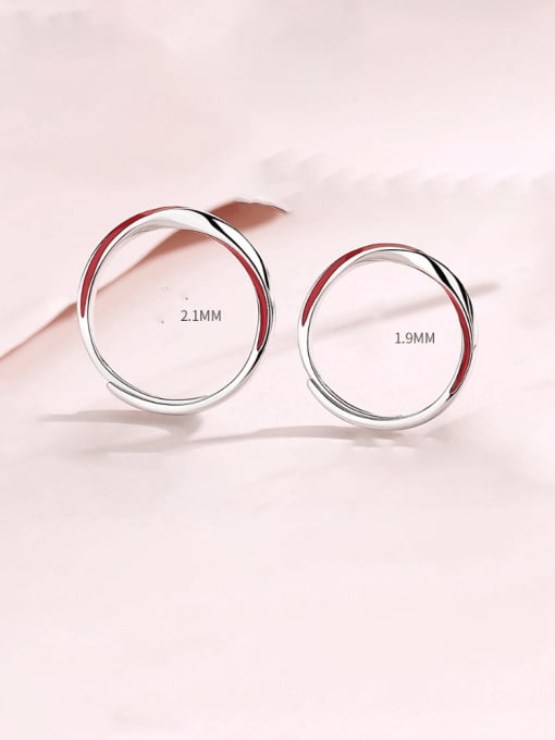Dan 925 Sterling Silver Enamel Irregular Minimalist Couple Ring 2