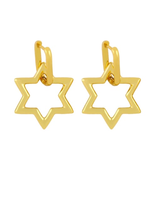 five-pointed star Brass Locket Minimalist Huggie Earring