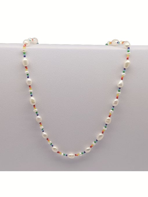 MMBEADS Freshwater Pearl Multi Color Geometric Bohemia Miyuki beads  Necklace 0