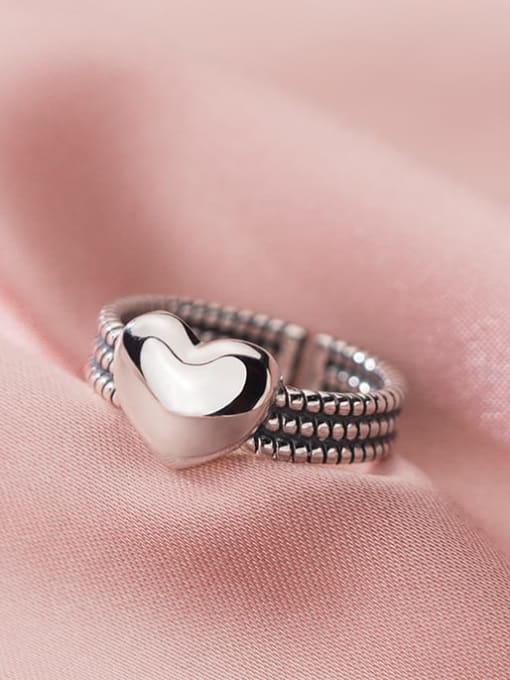 Rosh 925 Sterling Silver Heart Vintage Stackable Ring 1