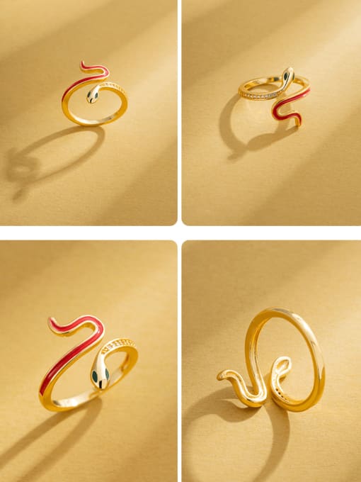 XBOX 925 Sterling Silver Enamel Snake Minimalist Band Ring 3