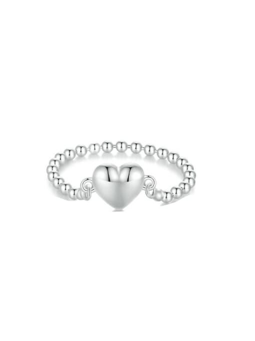 Jare 925 Sterling Silver Heart Minimalist Bead Ring