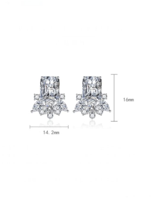 X&S Brass Cubic Zirconia Multi Color Geometric Luxury Stud Earring 4