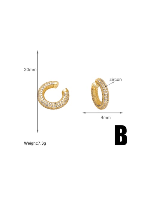CC Brass Cubic Zirconia Geometric Hip Hop Clip Earring 1