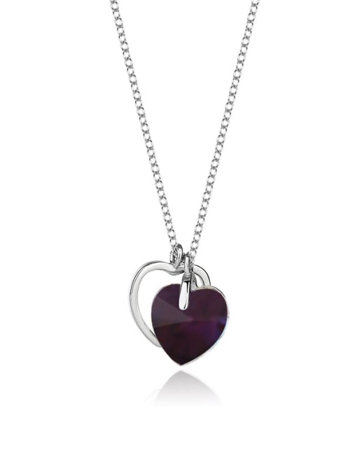 JYXZ 008 (purple) 925 Sterling Silver Austrian Crystal Heart Classic Necklace