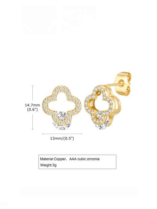 LI MUMU Brass Cubic Zirconia Hollow Flower Dainty Stud Earring 3