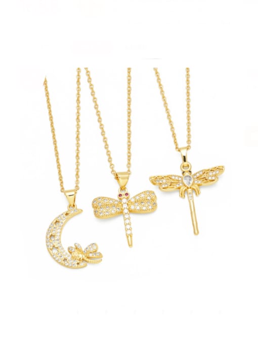 CC Brass Cubic Zirconia Dragonfly Vintage Necklace