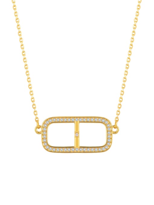 Gold Square Necklace 925 Sterling Silver Cubic Zirconia Geometric Minimalist Necklace