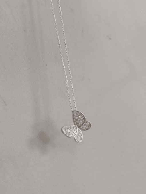 Boomer Cat 925 Sterling Silver With Platinum Plated Cute Butterfly Necklaces 0
