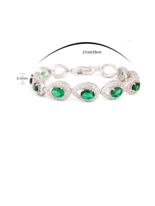 BLING SU Copper Cubic Zirconia Green Water Drop Luxury Bracelet 2