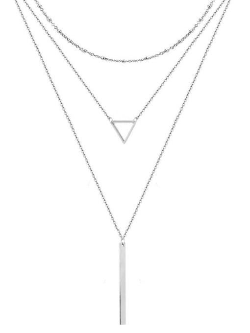 A TEEM Titanium Steel Tassel Minimalist Multi Strand Necklace 3