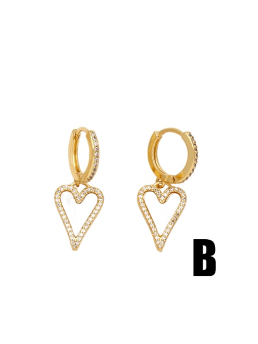 CC Brass Enamel Heart Hip Hop Huggie Earring 3
