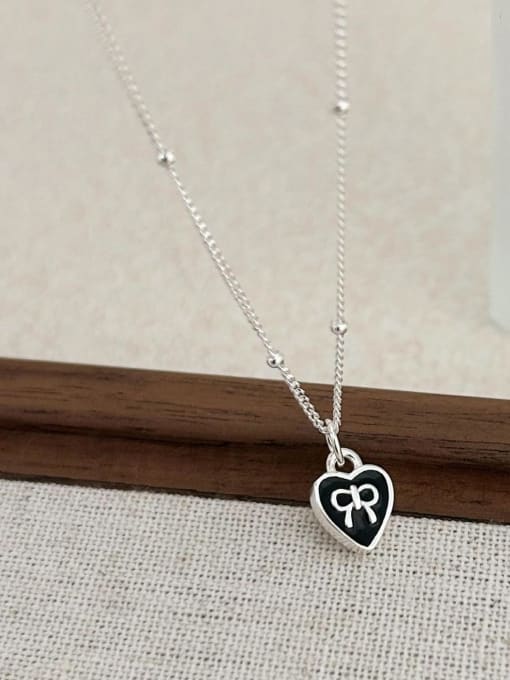 Boomer Cat 925 Sterling Silver Heart Vintage Necklace 0