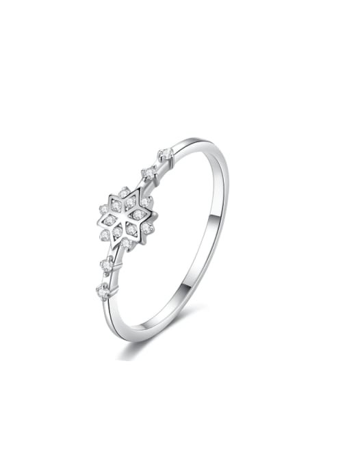 CCUI 925 Sterling Silver Cubic Zirconia Flower Dainty Band Ring 0