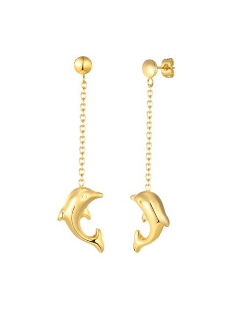 CONG Stainless steel Dolphin Minimalist Threader Earring 0