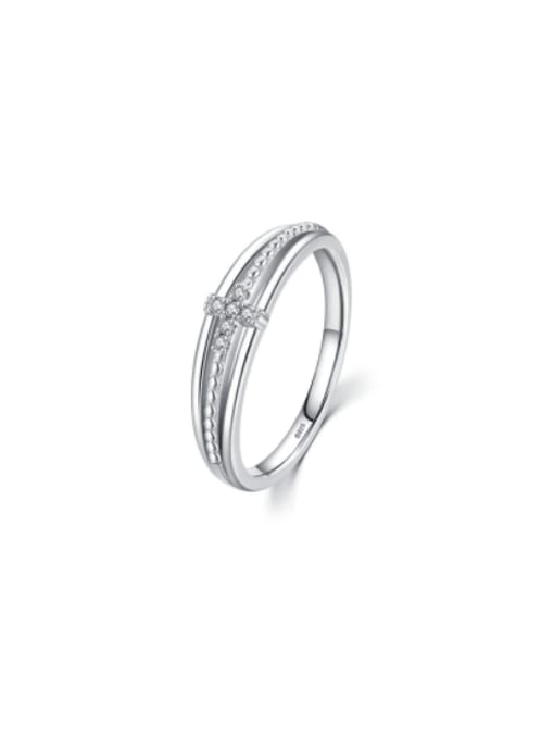 MODN 925 Sterling Silver Cubic Zirconia Geometric Minimalist Stackable Ring 0