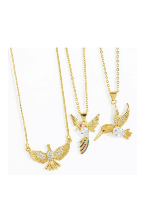 CC Brass Cubic Zirconia Bird Vintage Necklace
