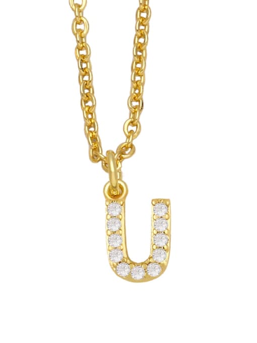 U Brass Cubic Zirconia Letter Vintage Necklace
