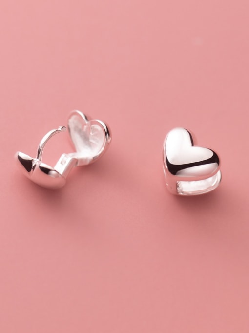 Rosh 925 Sterling Silver Smooth  Heart Minimalist Stud Earring 3