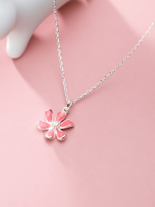 Rosh 925 Sterling Silver With  White Gold Plated Minimalist Flower Necklaces 2