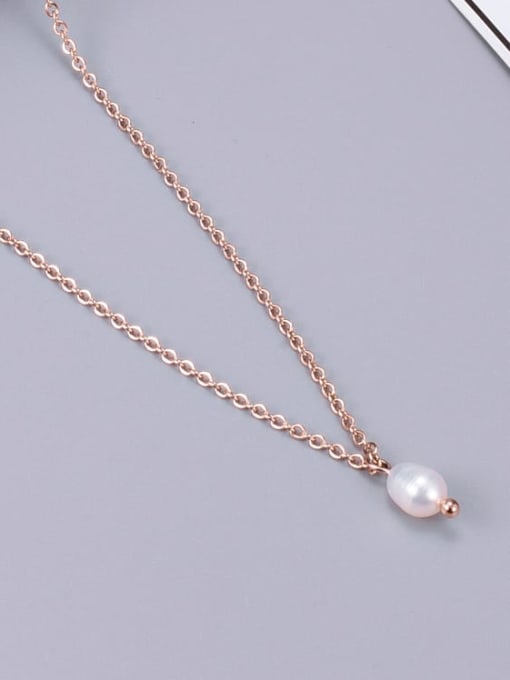 A TEEM Titanium Imitation Pearl White Necklace 0