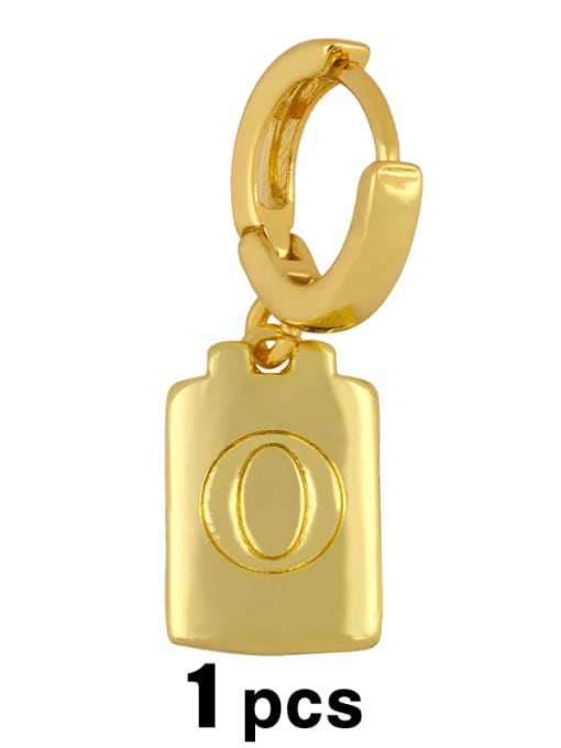 O Brass  Minimalist Simple Square Glossy 26 Letter Huggie Earring(single)