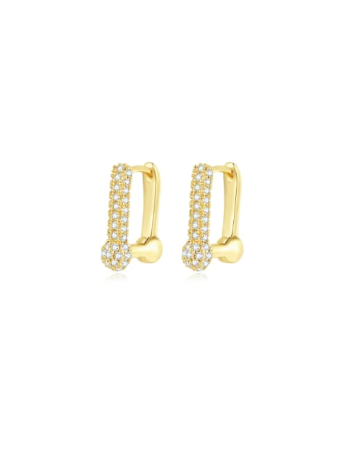 BLING SU Brass Cubic Zirconia Geometric Luxury Huggie Earring 0
