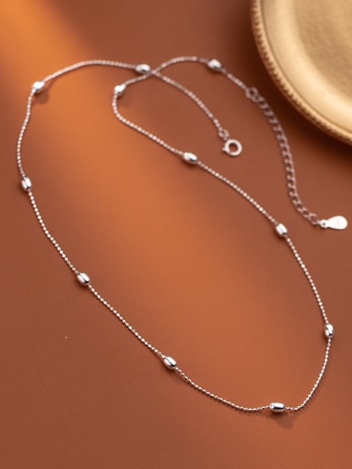 Rosh 925 Sterling Silver Bead Round Minimalist Necklace 2
