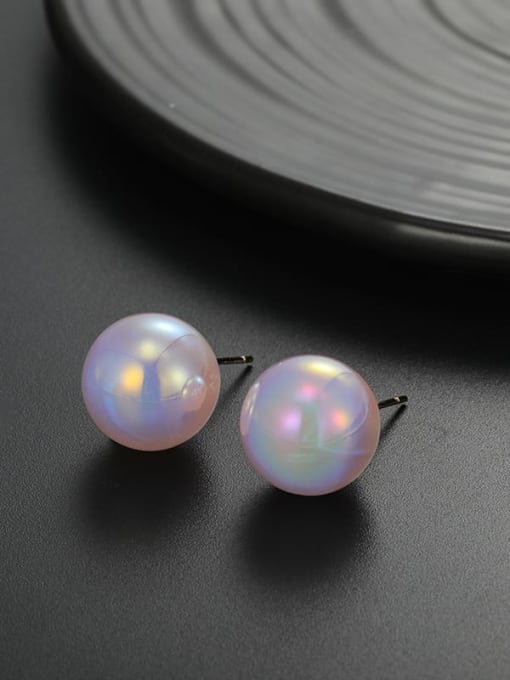 14mm Pink Zinc Alloy Imitation Pearl Round Minimalist Stud Earring