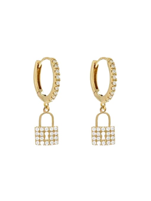 Locking Earrings Brass Cubic Zirconia Minimalist Locket  Earring and Necklace Set