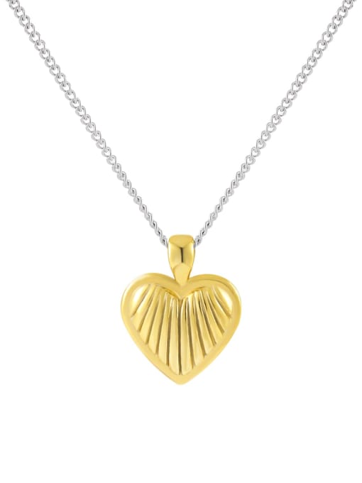 Platinum +18K Gold 925 Sterling Silver Heart Minimalist Necklace