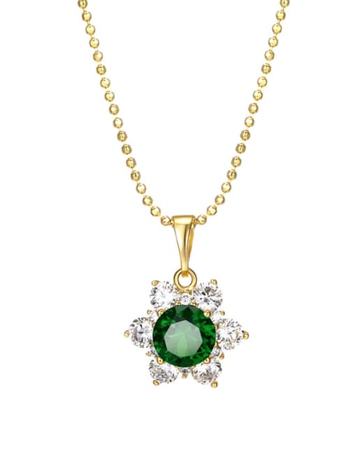 Green Pendant (excluding chain) Alloy Cubic Zirconia Red Flower Dainty Necklace