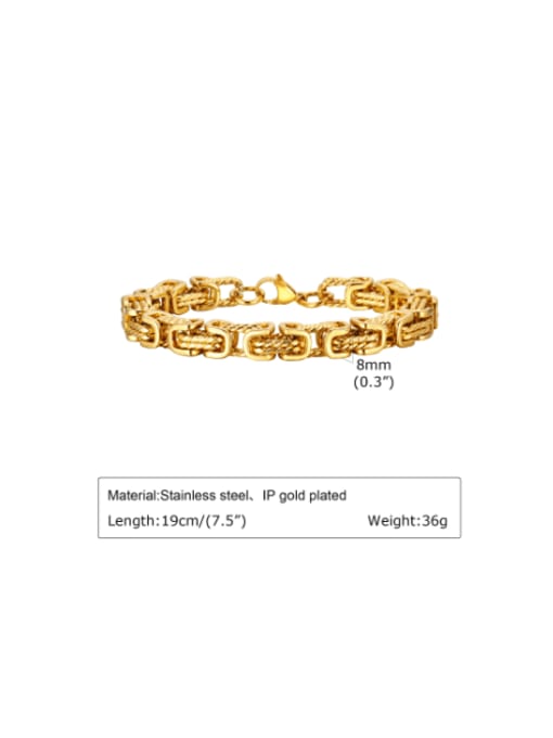 Gold 19cm Stainless steel Irregular Vintage Link Bracelet