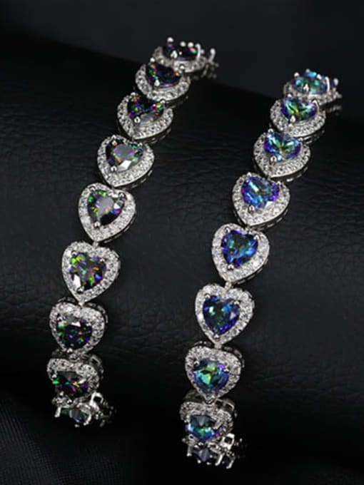 L.WIN Brass Cubic Zirconia Heart Luxury Bracelet 2
