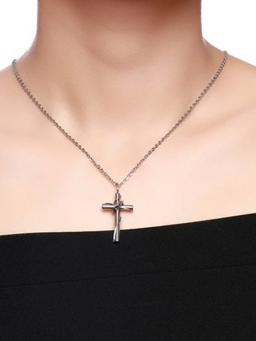 CONG 316L Surgical Steel Cross Ethnic Regligious Necklace 2
