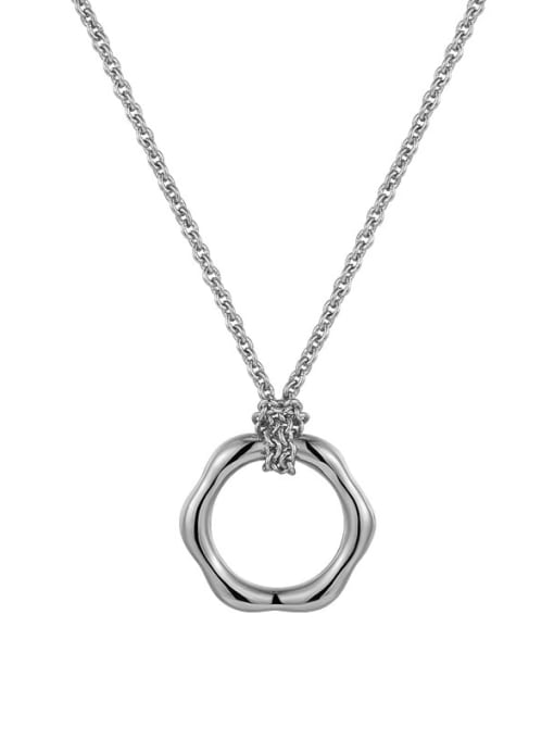 Platinum irregular Circle Necklace Brass Rhinestone Geometric Minimalist Necklace