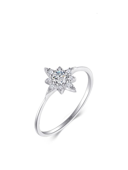 Six pointed star 925 Sterling Silver Cubic Zirconia Star Dainty Band Ring