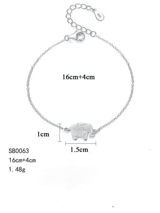 CCUI 925 Sterling Silver Elephant Minimalist Link Bracelet 3