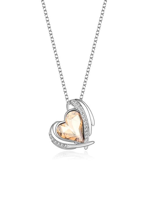 JYXZ 022 (golden) 925 Sterling Silver Austrian Crystal Heart Classic Necklace