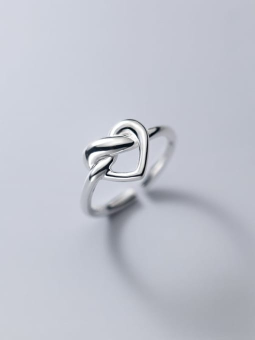Rosh 925 Sterling Silver Hollow Heart Minimalist Band Ring 2